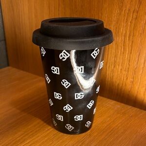 Black Travel Mug with Dolce&Gabbana Logo Pattern
